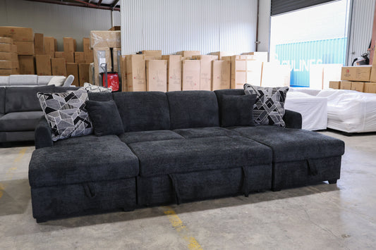 Oasis Boucle Double Chaise Lounge with Sofa Bed & Storage