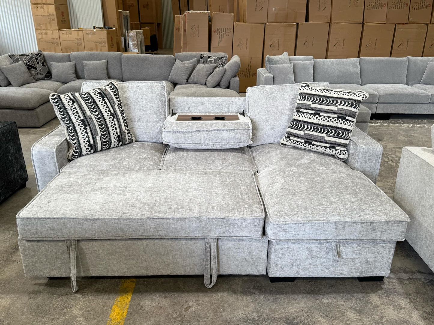 Hansen Reversible Sofa Bed With USB Port, Tray With Cup Holders - LG