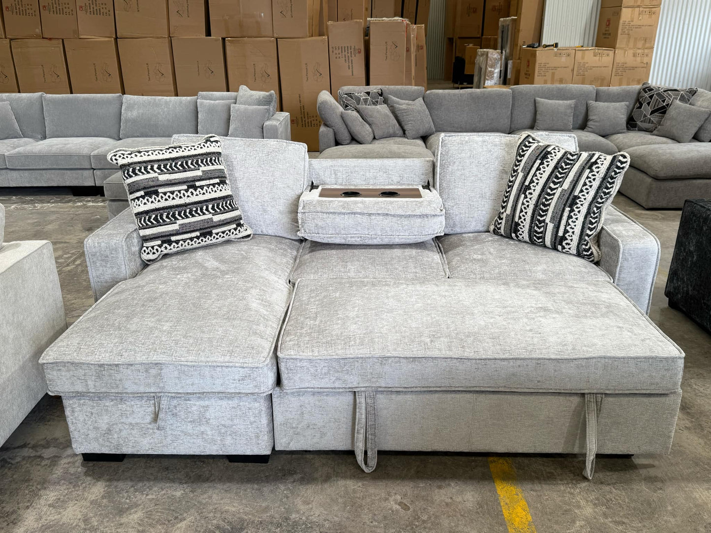 Hansen Reversible Sofa Bed With USB Port, Tray With Cup Holders - LG