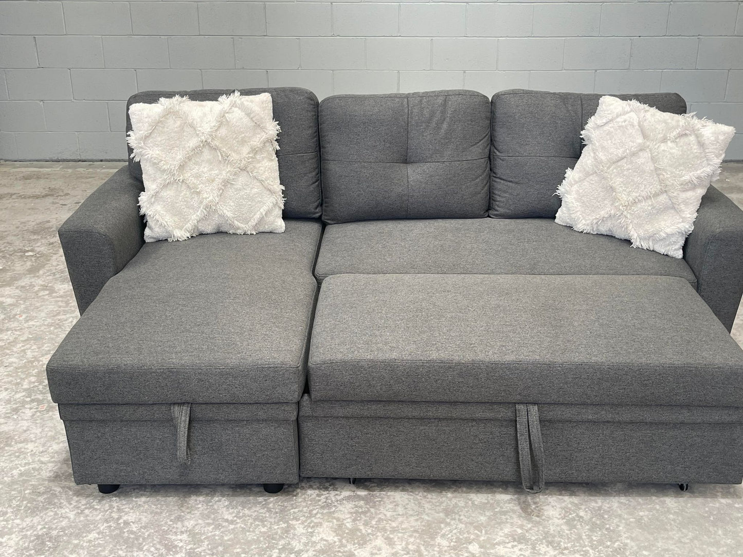 Devlin 3 Seater Sofa Bed – Reversible Chaise & Storage - Dark Grey