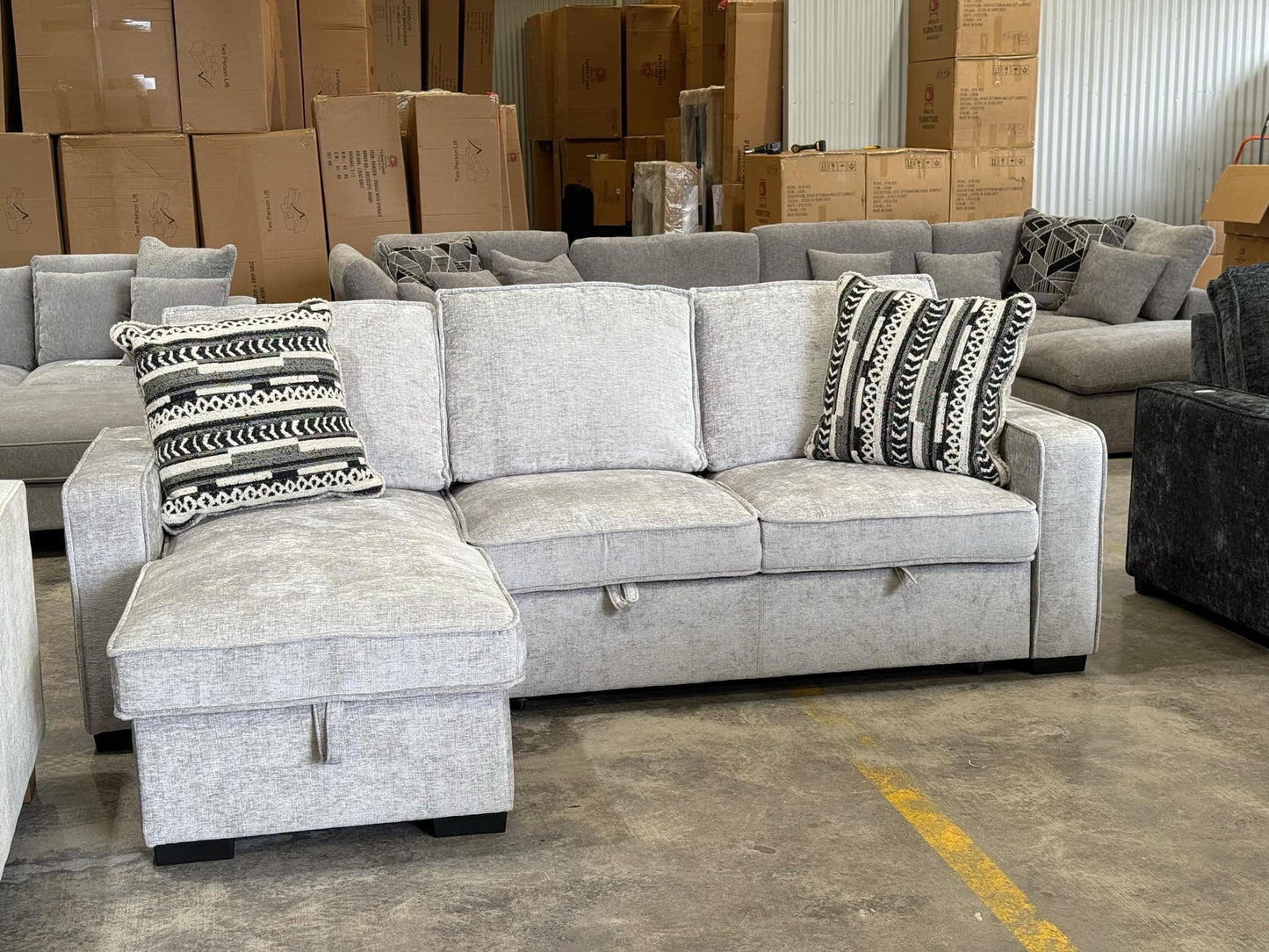 Hansen Reversible Sofa Bed With USB Port, Tray With Cup Holders - LG