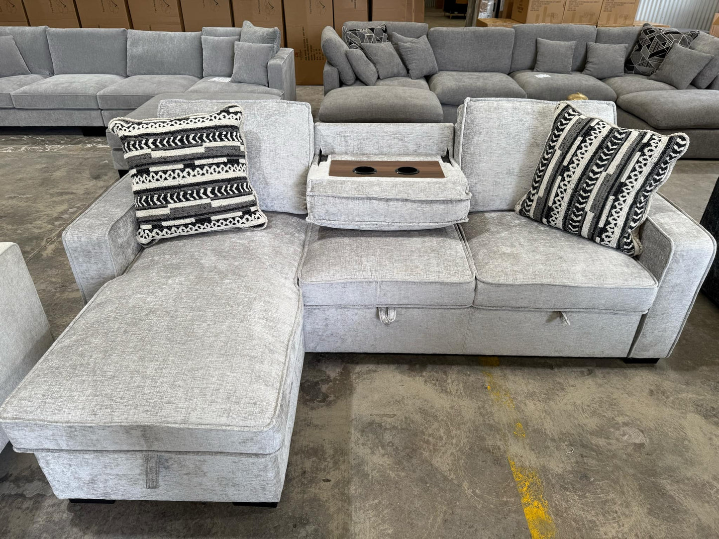 Hansen Reversible Sofa Bed With USB Port, Tray With Cup Holders - LG