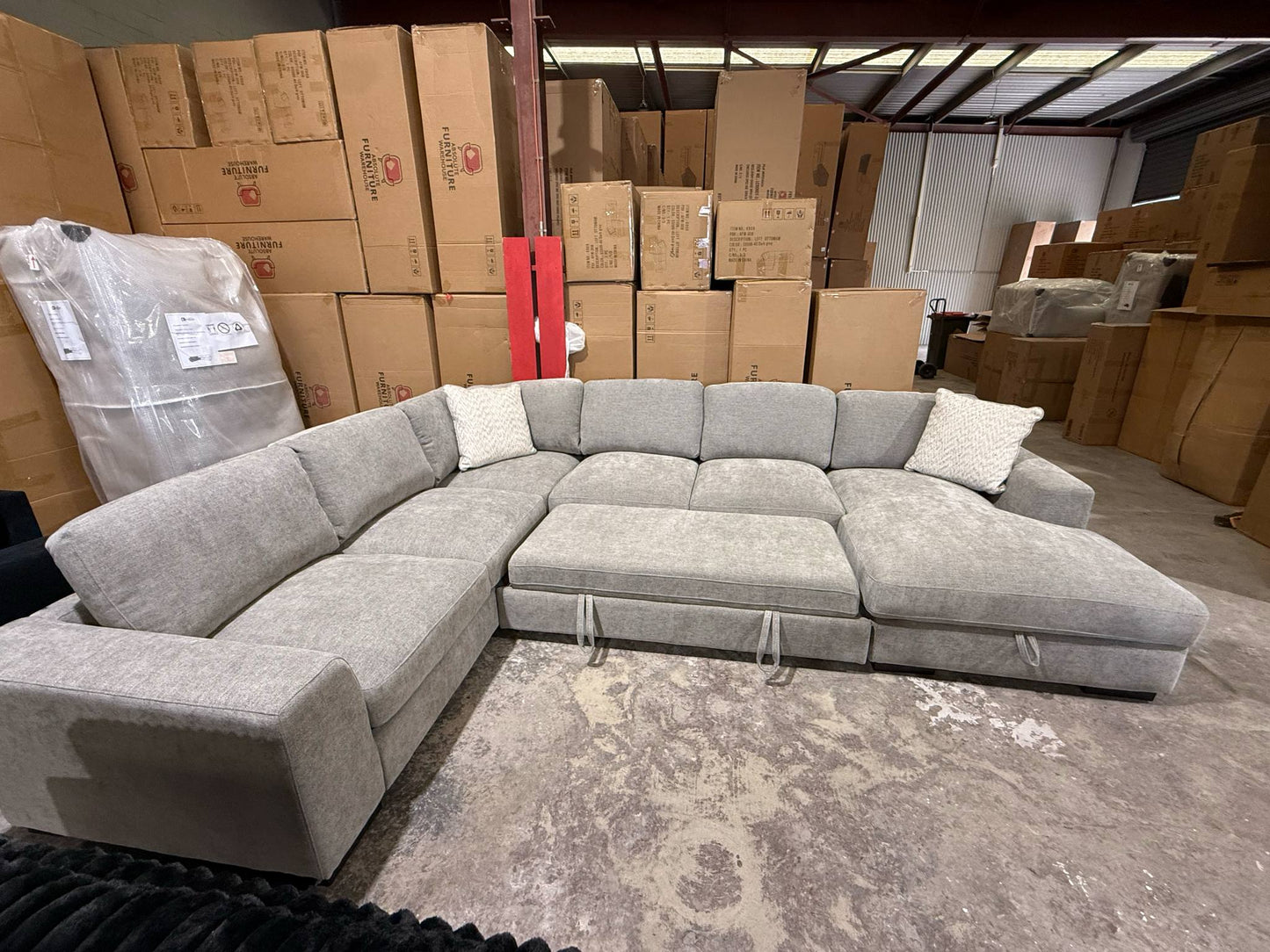 Juliet Plush U Shape Lounge with Sofa Bed & Storage