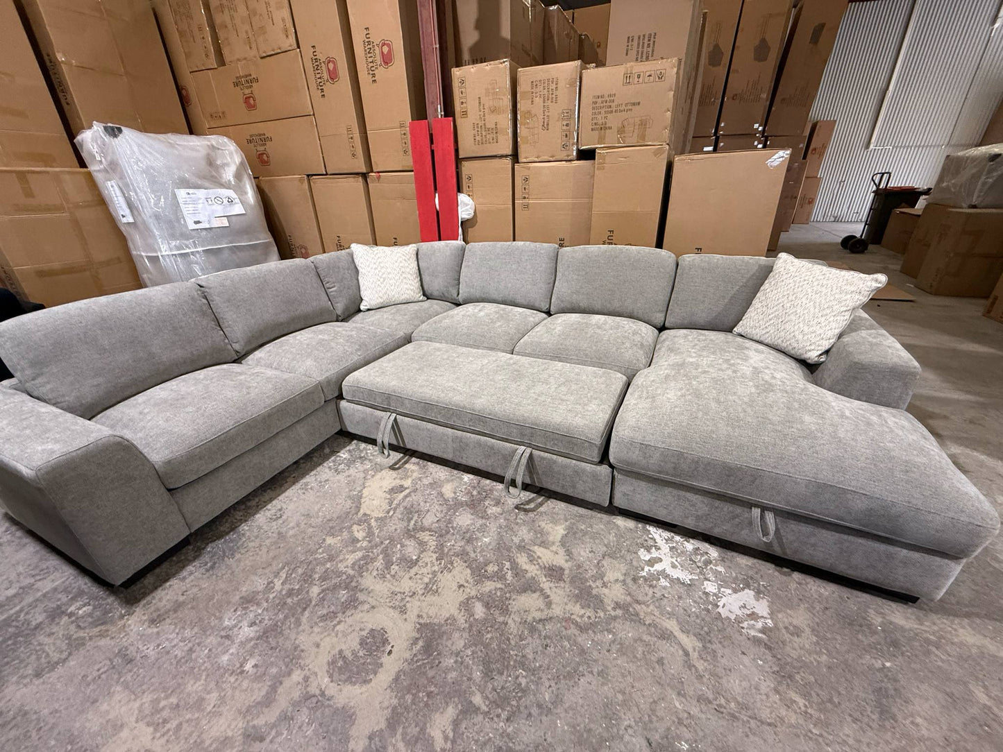 Juliet Plush U Shape Lounge with Sofa Bed & Storage