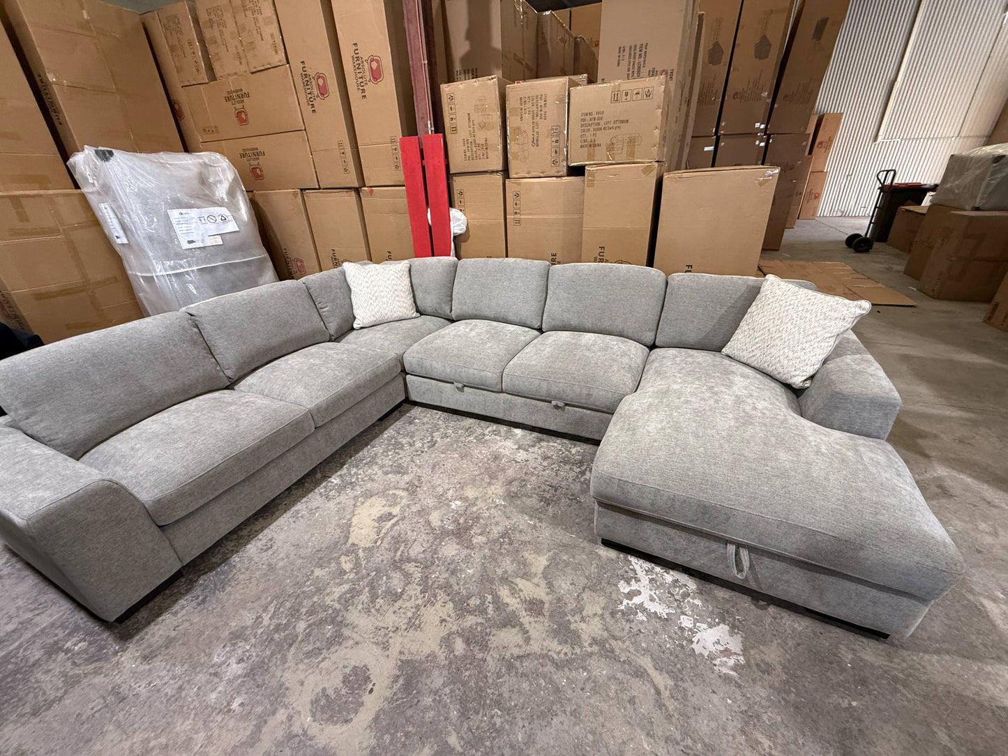 Juliet Plush U Shape Lounge with Sofa Bed & Storage