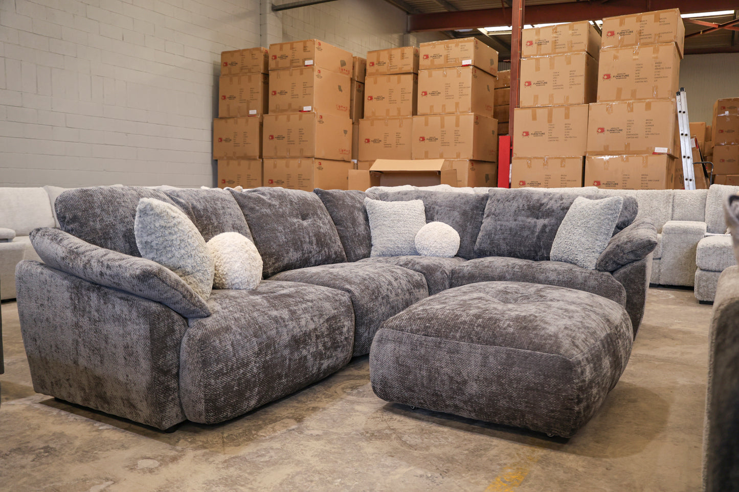 Brosa Cloud with Ottoman - Dark Grey