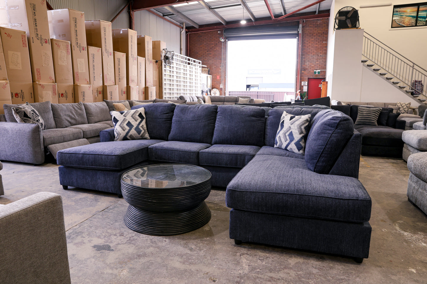 Albert - Blue Double Chaise U Shape Lounge