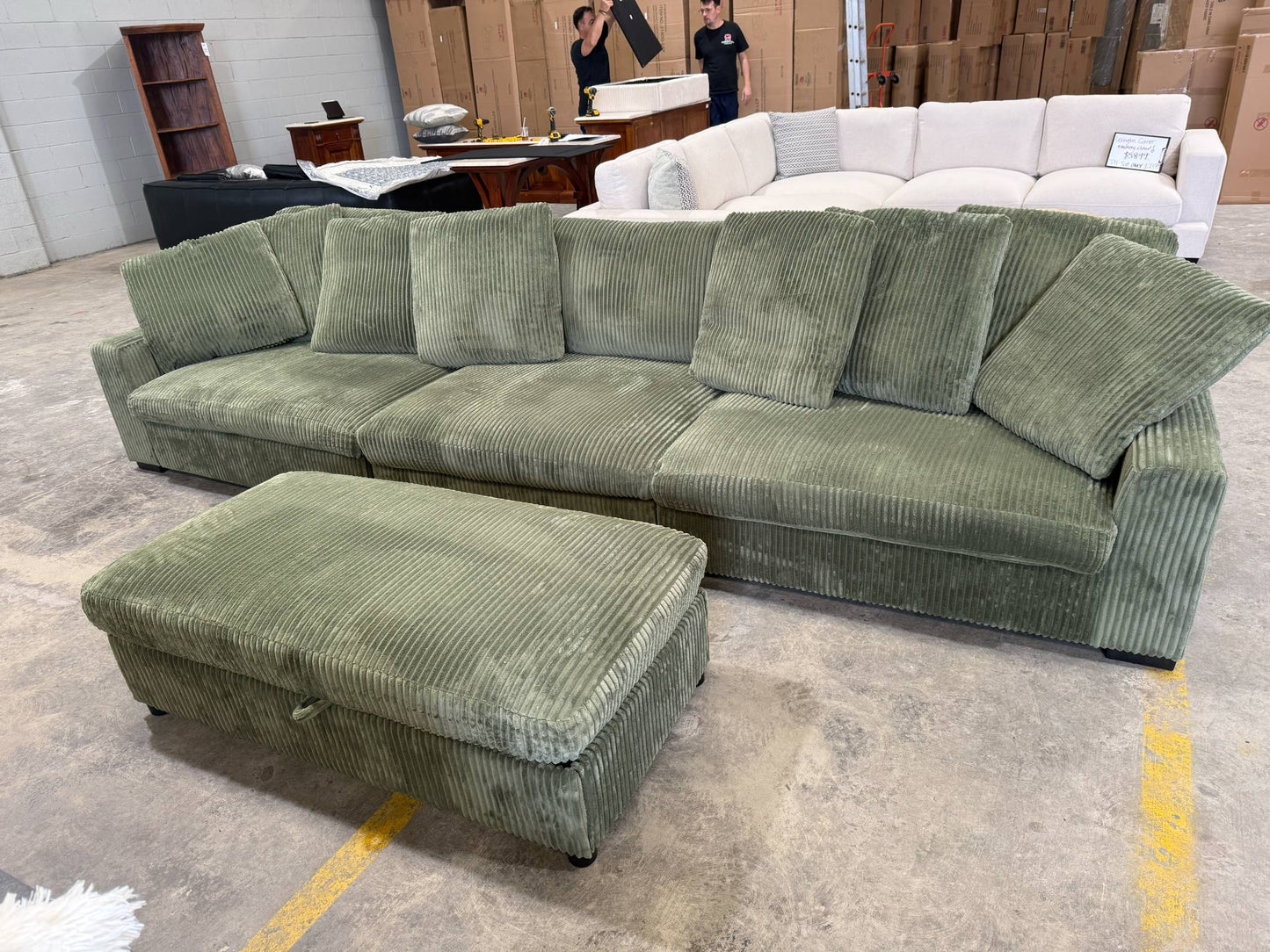 Jansen Corduroy Oversized 3 Seater with Storage Ottoman