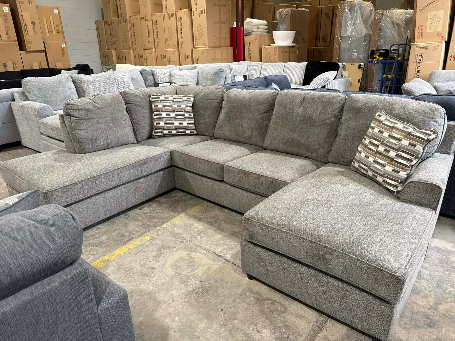 O'Shea Neutral Brown U-Shaped Lounge - Double Chaise