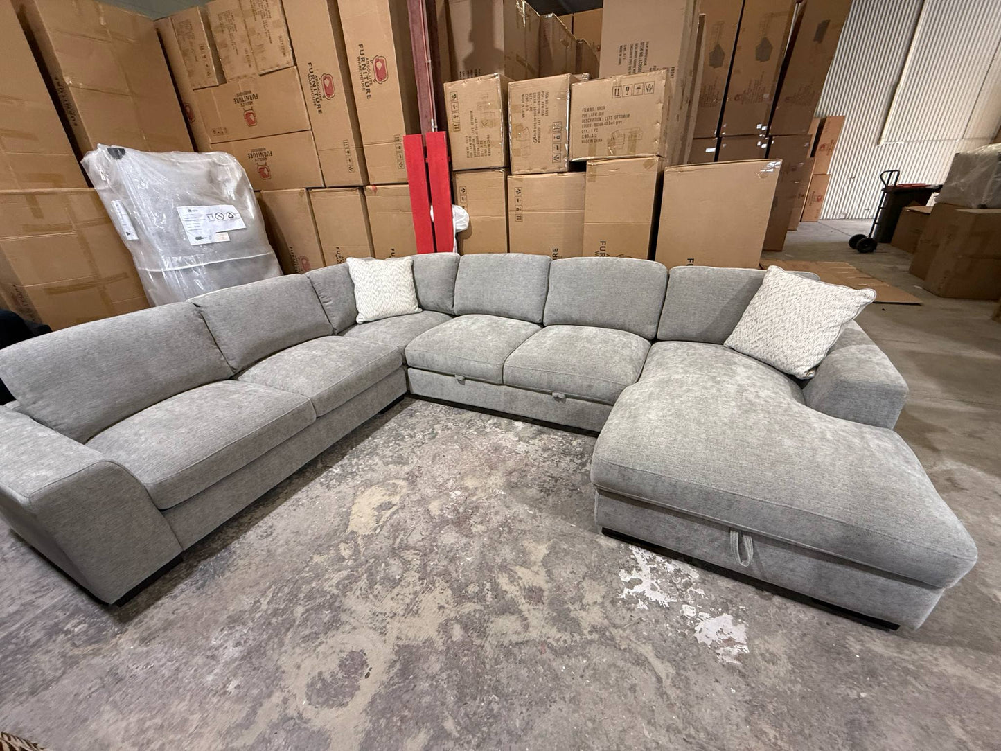 Juliet Plush U Shape Lounge with Sofa Bed & Storage