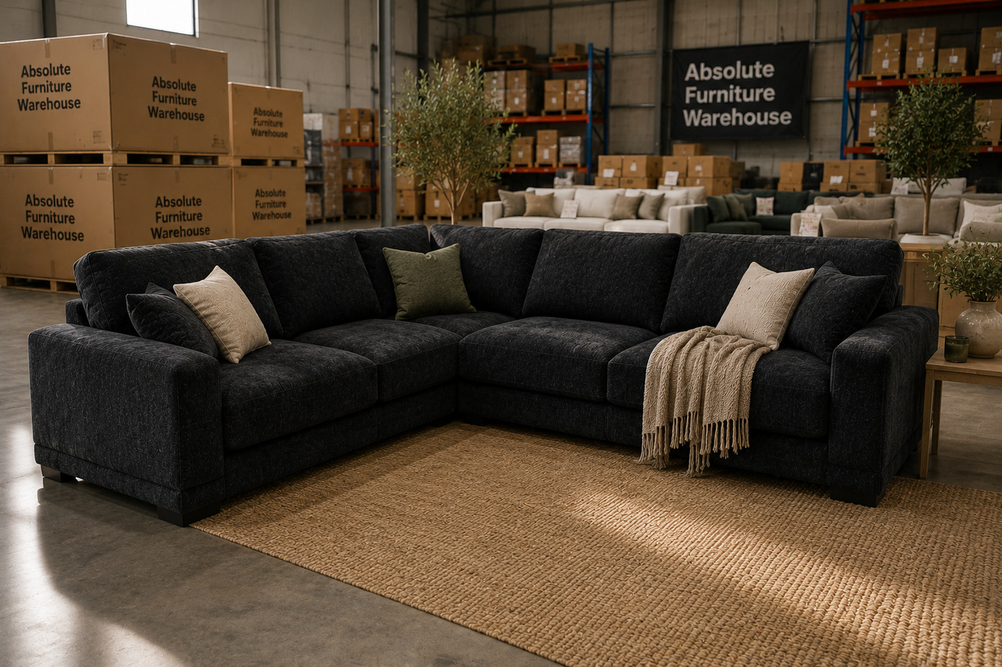 black sofa corner spacious seating family lounge