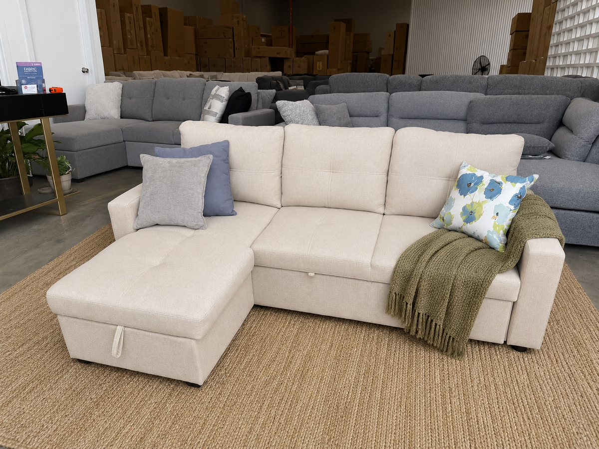 pull out sofa bed chaise with storage. reversable chaise lounge