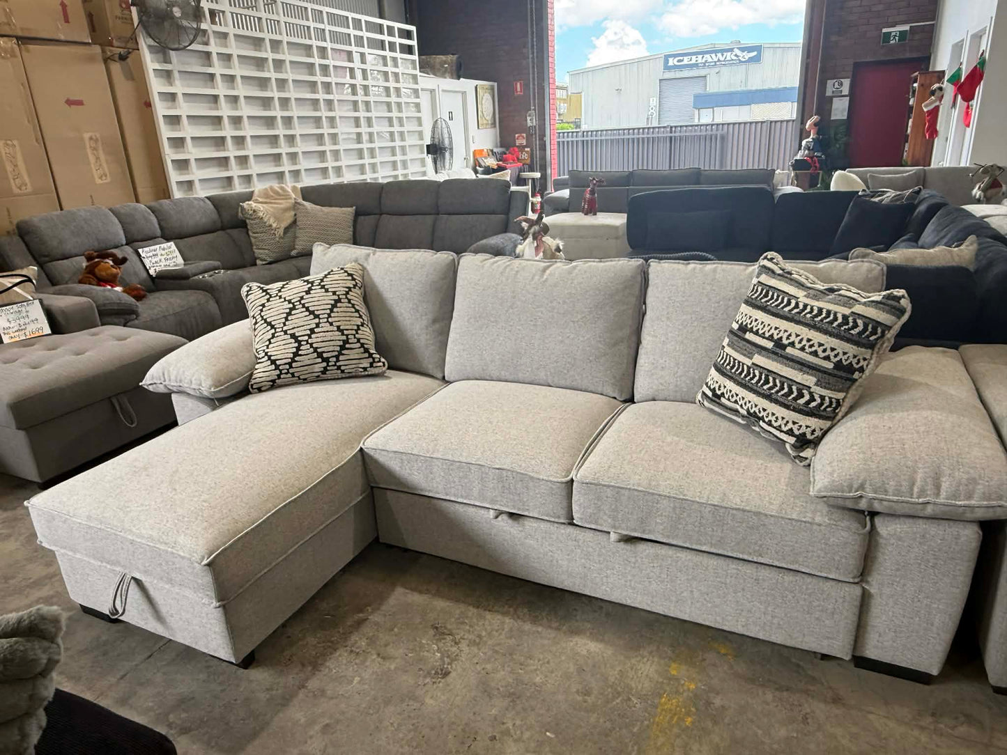 Oslo Large Deep Seated 3 Seater Sofa Bed - Light Grey