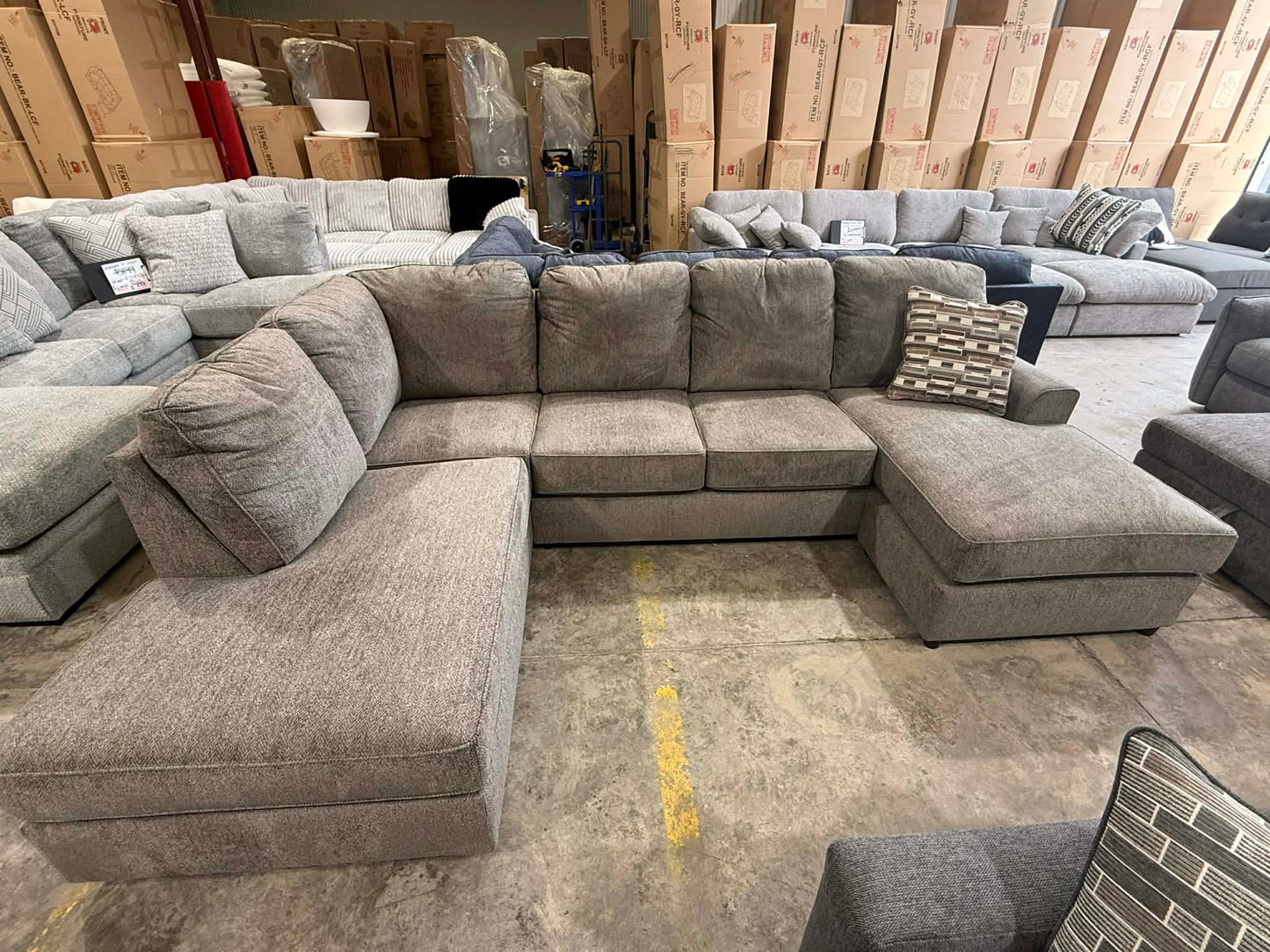 O'Shea Neutral Brown U-Shaped Lounge - Double Chaise