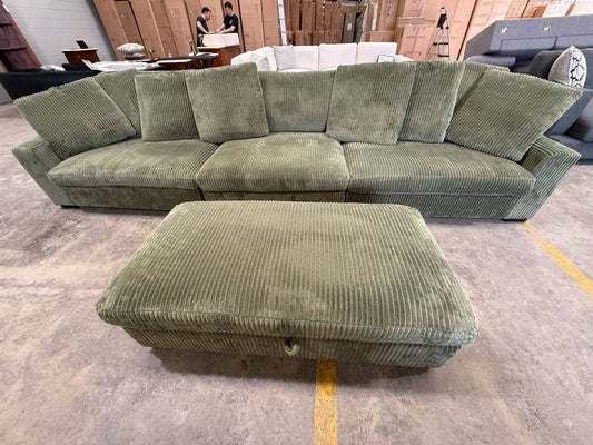 Jansen Corduroy Oversized 3 Seater with Storage Ottoman