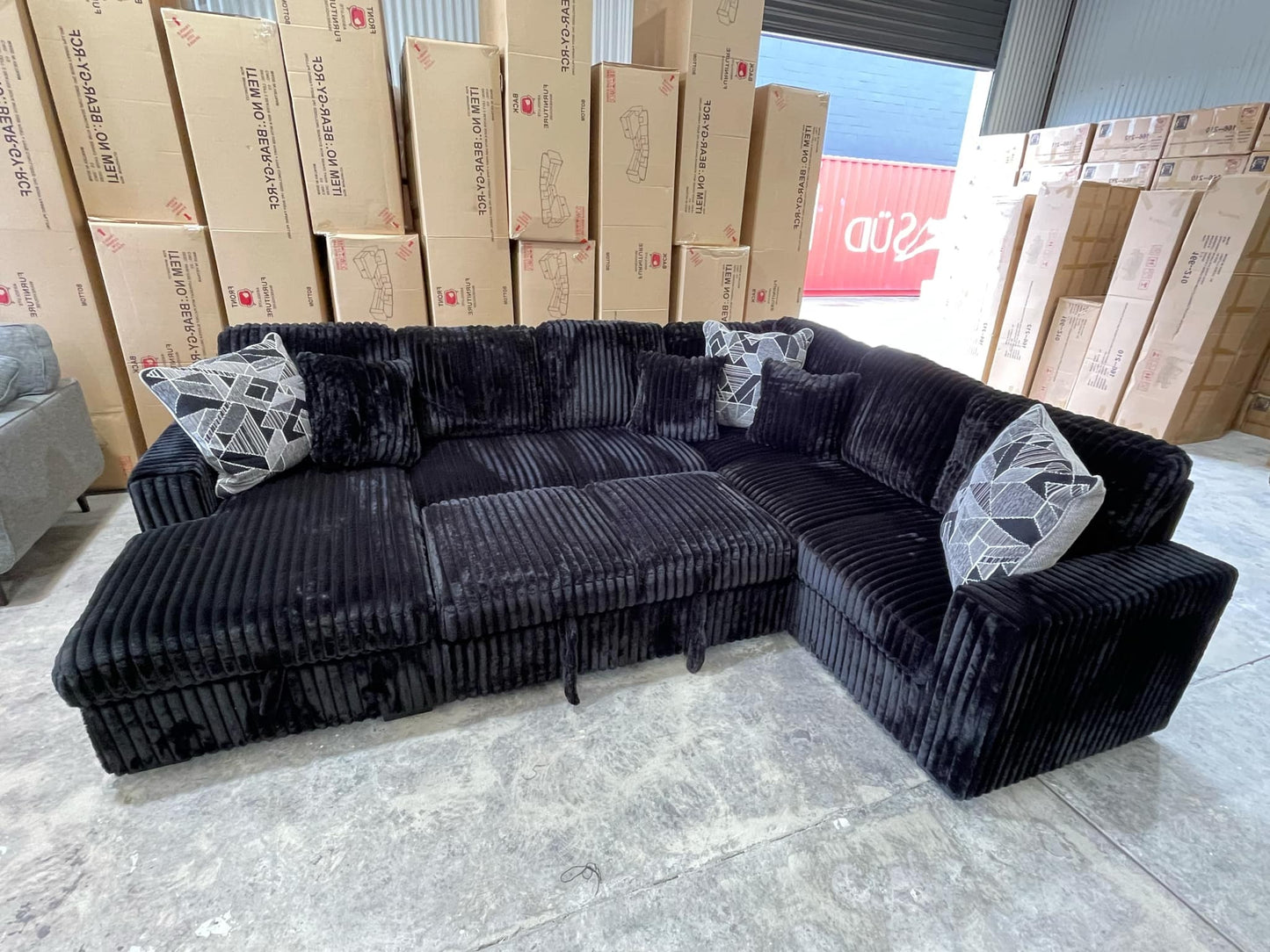 Bear U Shaped Lounge with Sofa Bed & Storage - LHF