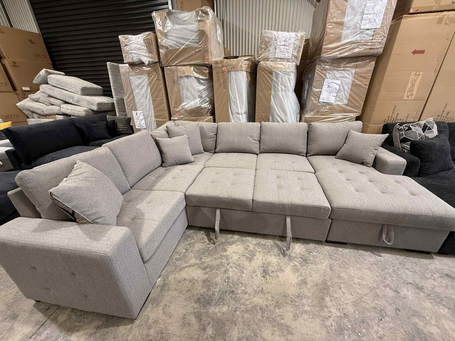 U Shape Lounge with Sofa Bed & Storage