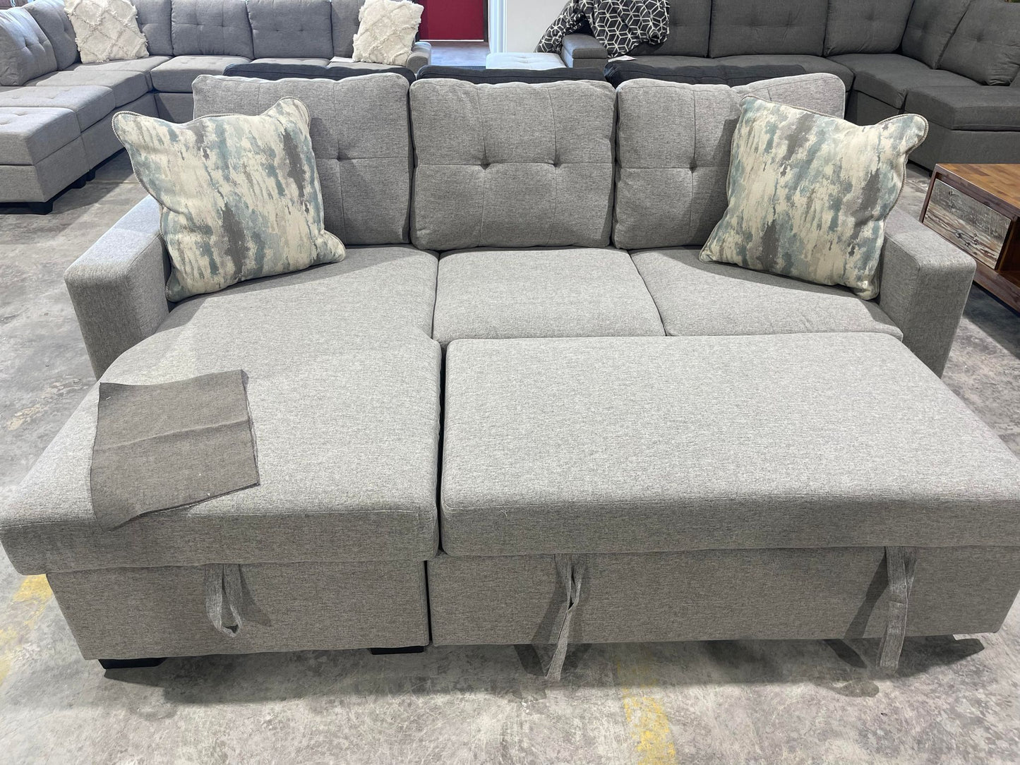 Madison 3 Seater Sofa Bed – Light Grey - Reversible Chaise & Storage