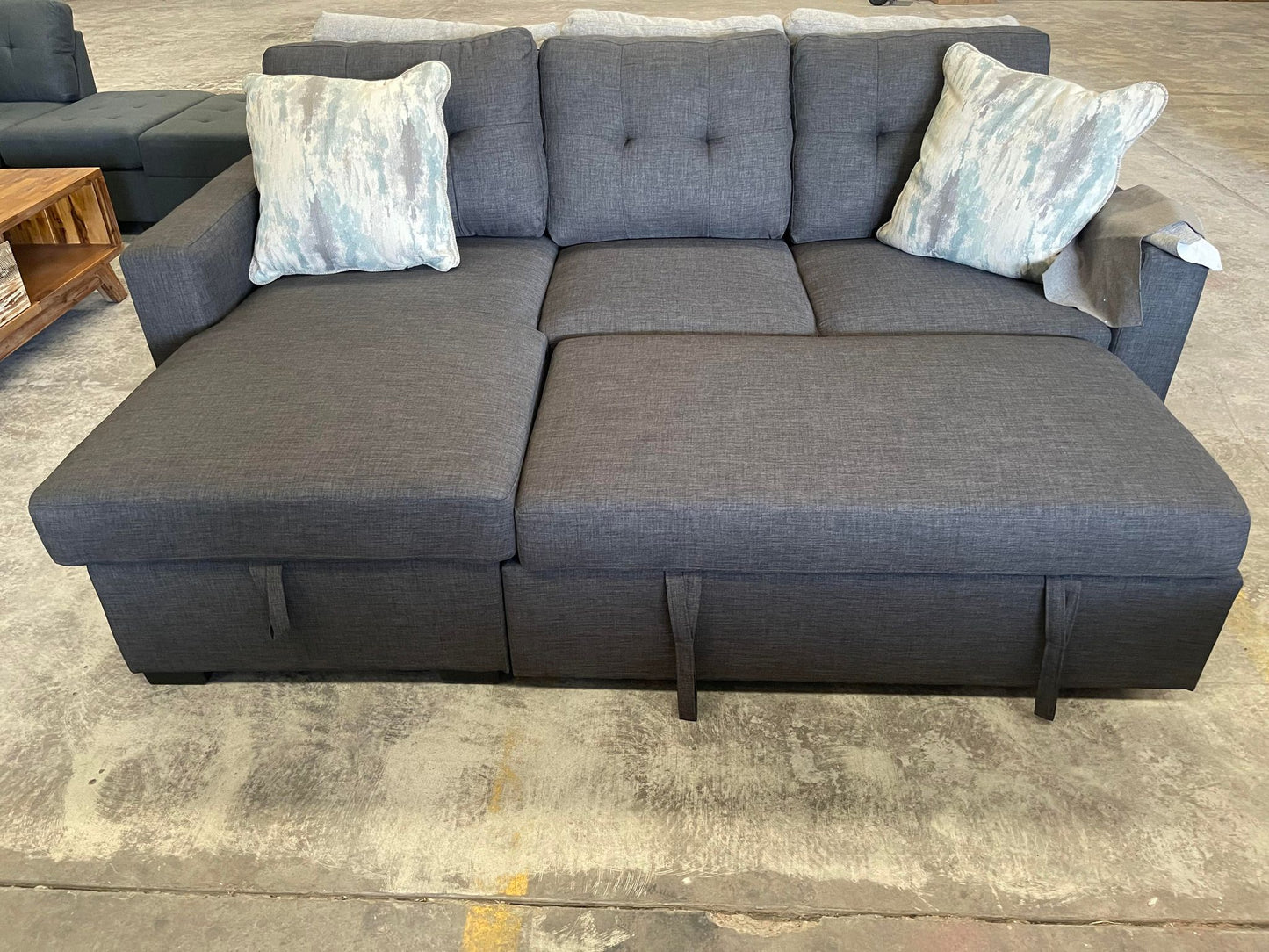 Madison 3 Seater Sofa Bed – Dark Grey - Reversible Chaise & Storage