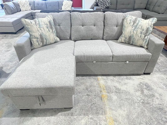 Madison 3 Seater Sofa Bed – Light Grey - Reversible Chaise & Storage