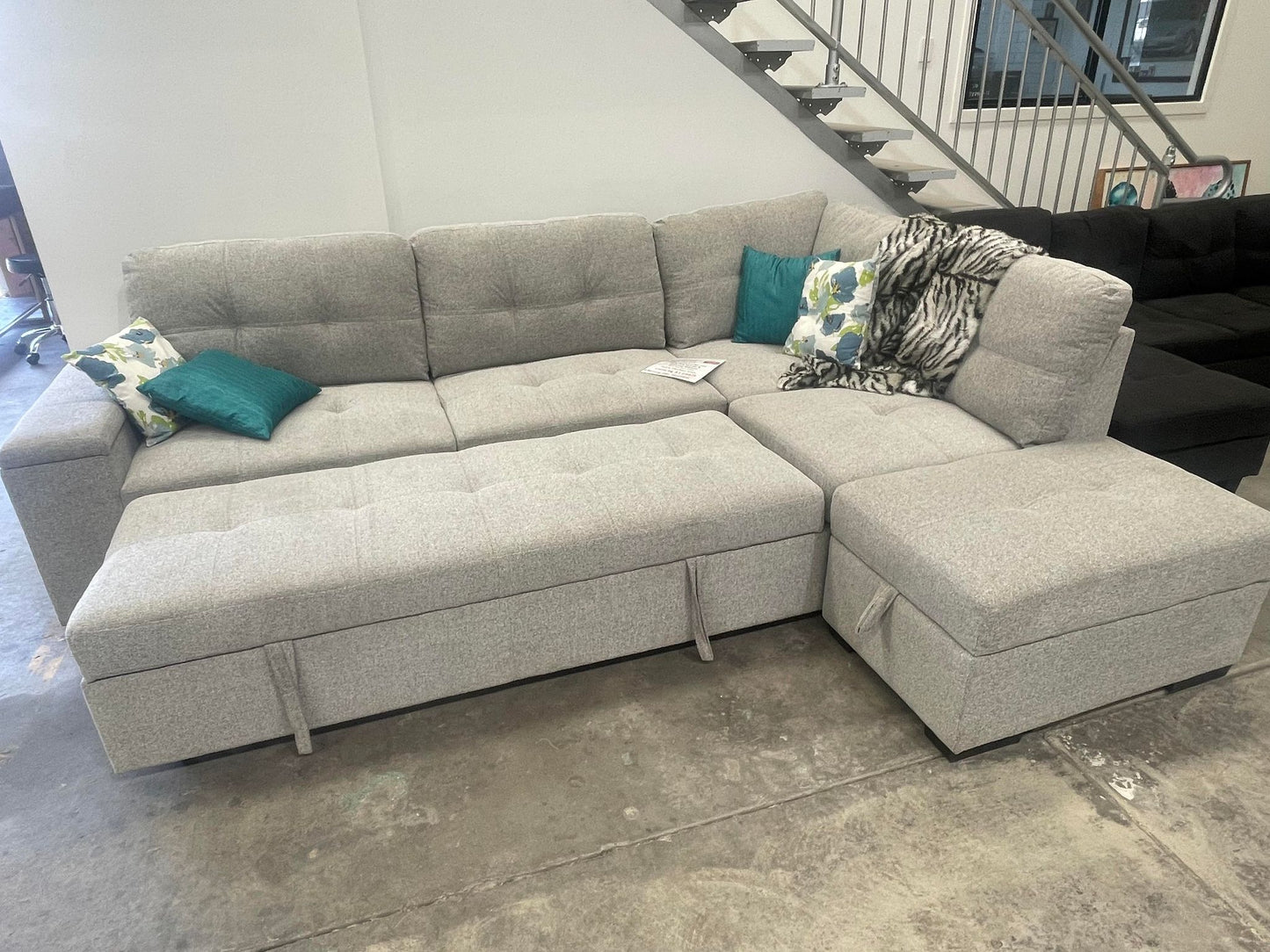 Zullo L Shape Lounge with Sofa Bed, Storage & Ottoman