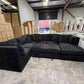 Mercy U Shape Lounge with Sofa Bed & Storage - Black