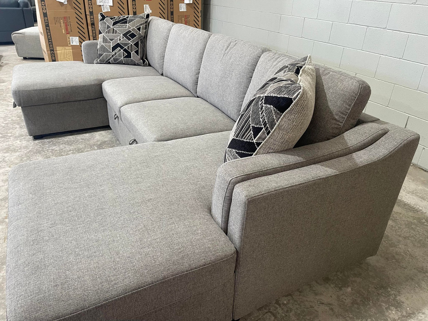 Liana Family Lounge Sofa Bed – Double Chaise & Storage Grey