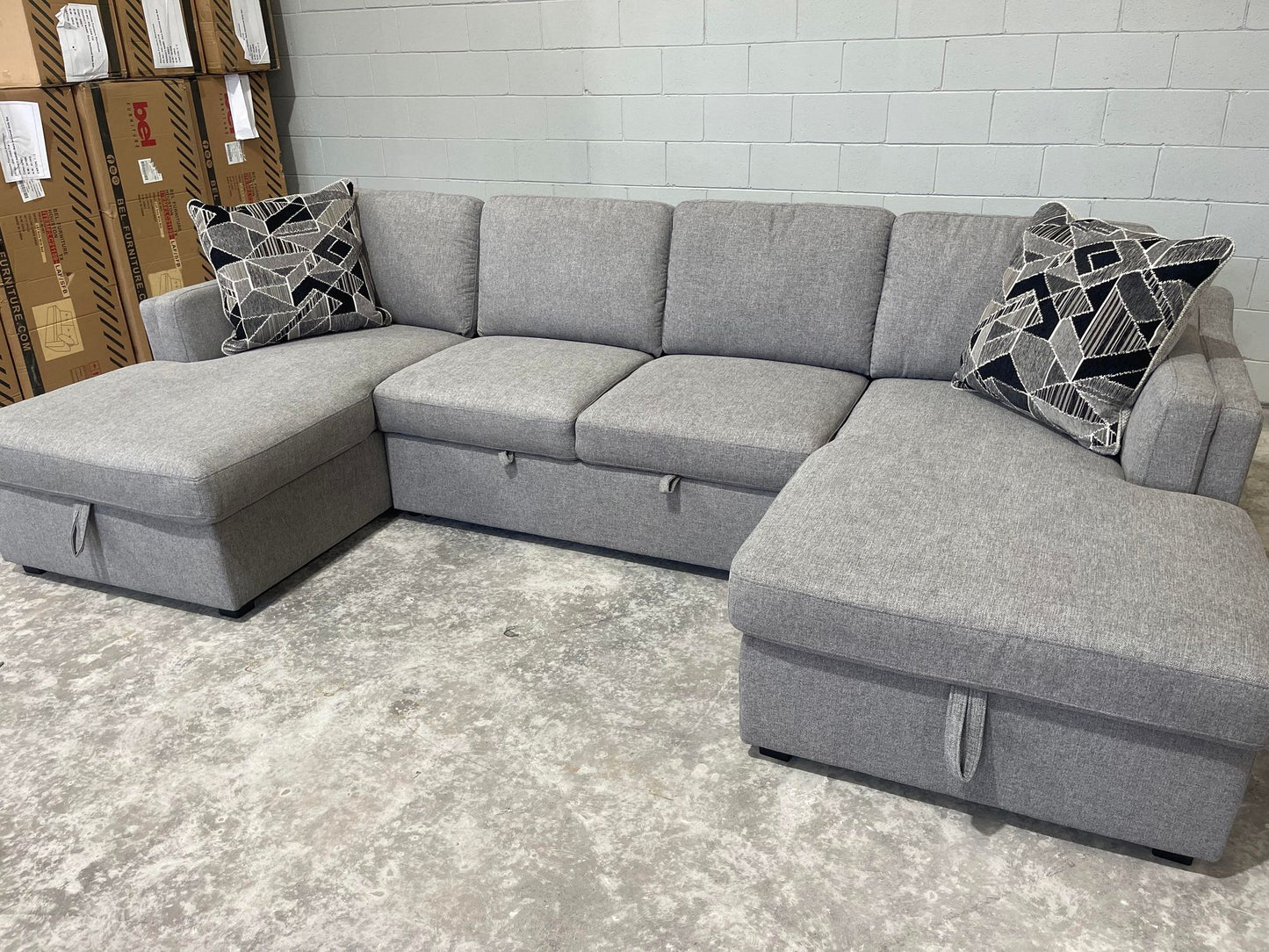 Liana Family Lounge Sofa Bed – Double Chaise & Storage Grey