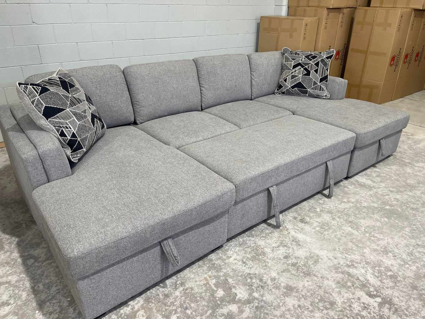 Liana Family Lounge Sofa Bed – Double Chaise & Storage Grey