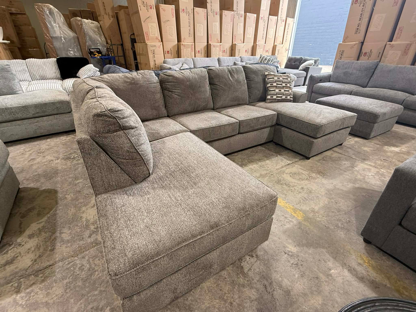 O'Shea Neutral Brown U-Shaped Lounge - Double Chaise