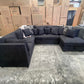 Zoro U Shape Lounge with Sofa Bed & Storage - Black
