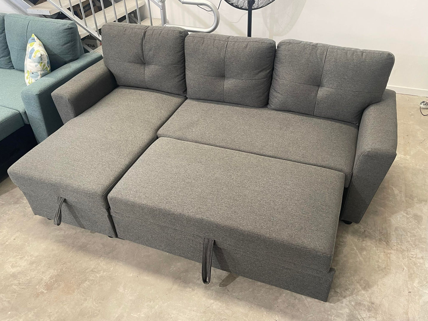 Devlin 3 Seater Sofa Bed – Reversible Chaise & Storage - Dark Grey