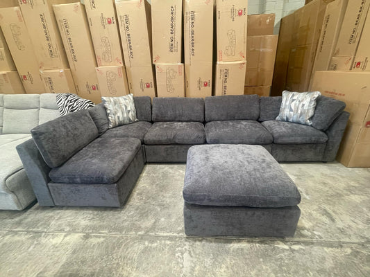 6 Piece Modular Corner Lounge Suite - Dark Grey