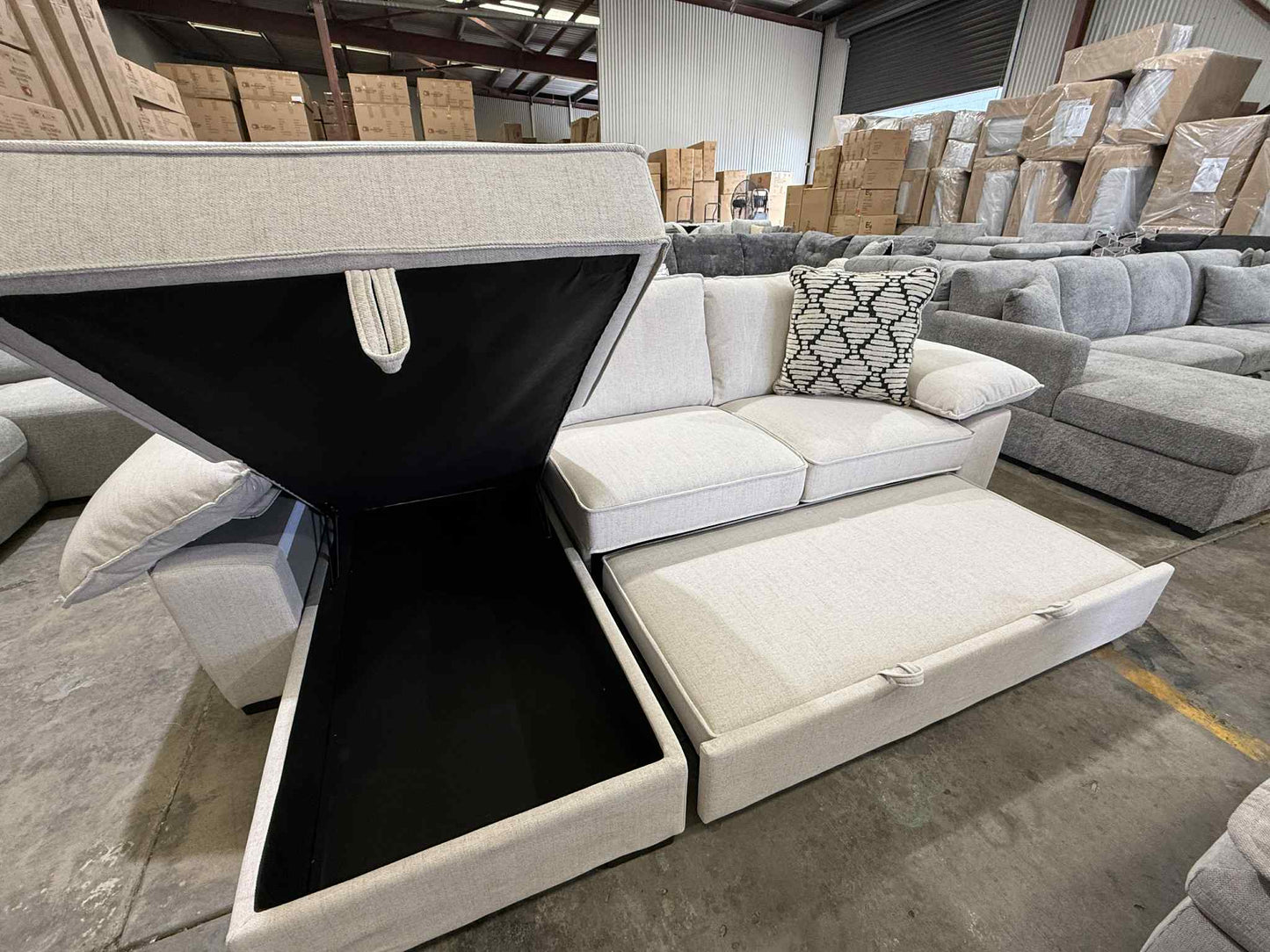 Oslo Large Deep Seated 3 Seater Sofa Bed - Beige