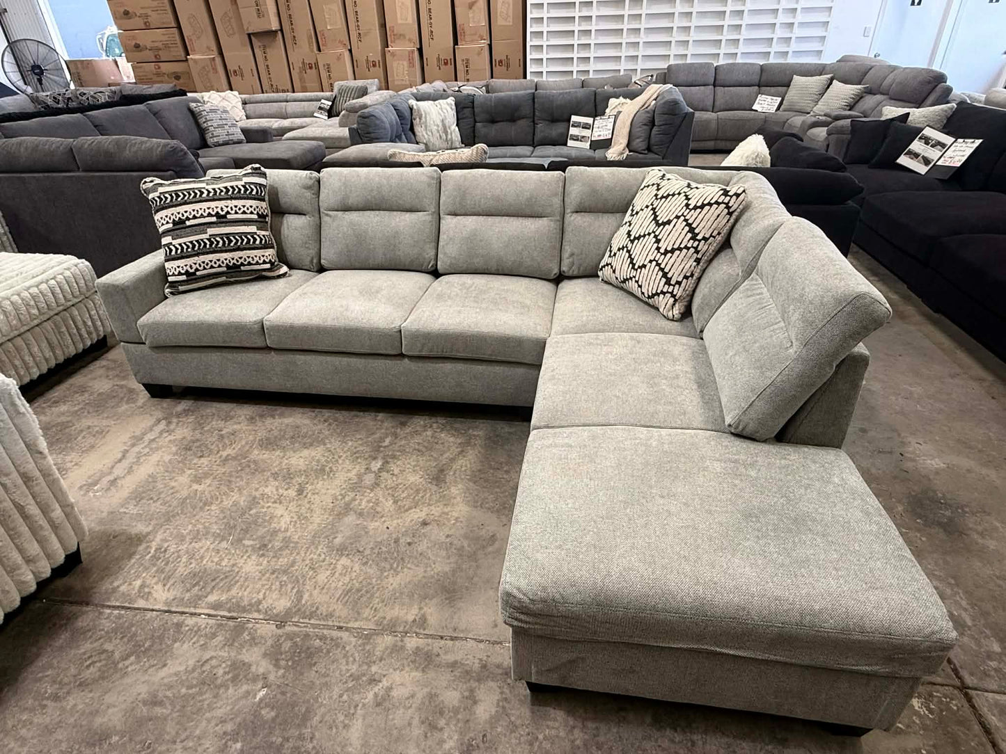Gabby L Shape Sectional Couch - Grey