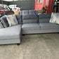 Luna L Shape Chaise Lounge - Dark Grey