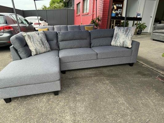Luna L Shape Chaise Lounge - Dark Grey