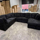 Mercy U Shape Lounge with Sofa Bed & Storage - Black