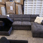 Ordelia Double Chaise Lounge with Sofa Bed & Storage - Dark Grey