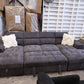 Ordelia Double Chaise Lounge with Sofa Bed & Storage - Dark Grey