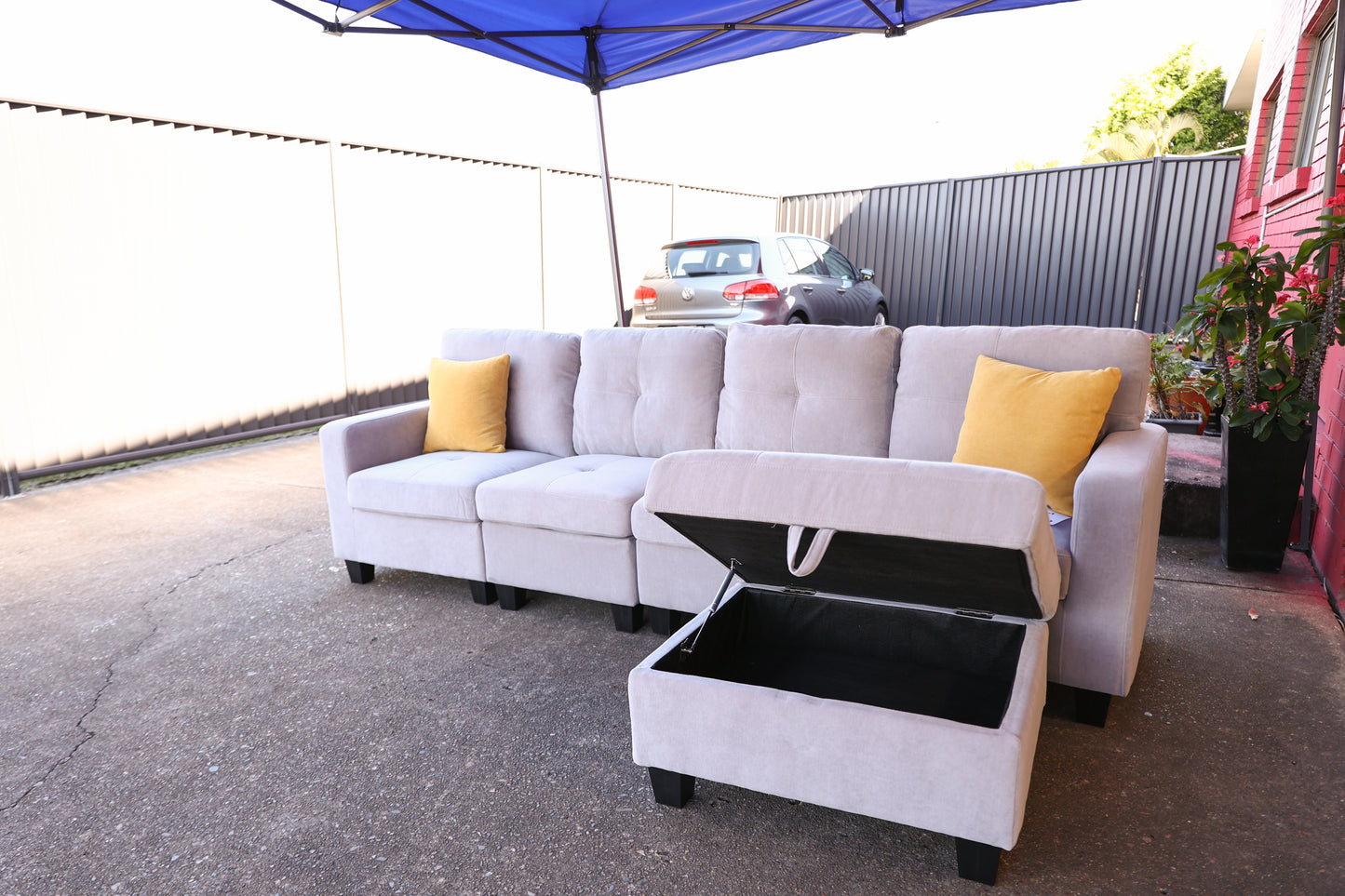 4 Seater with Storage Ottoman