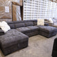 Ordelia Double Chaise Lounge with Sofa Bed & Storage - Dark Grey