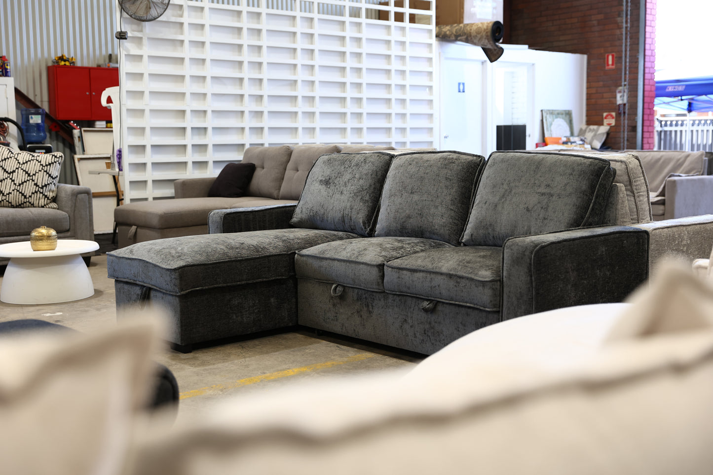 Hansen Reversible Sofa Bed With USB / C Port, Tray With Cup Holders