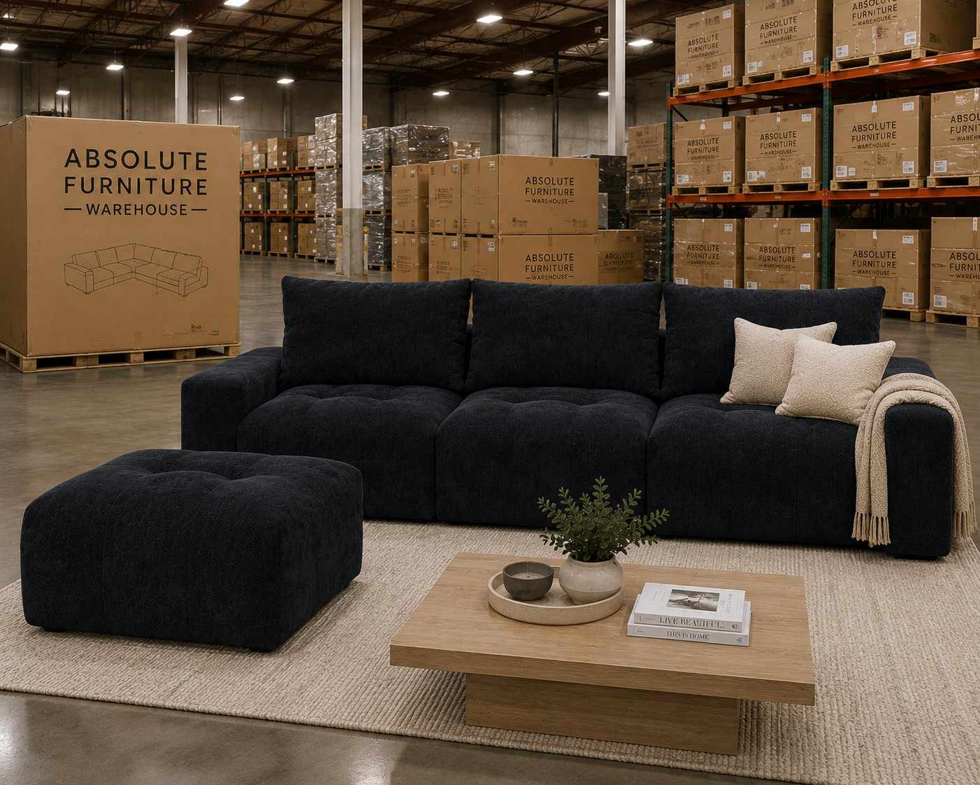 3 seater sofa couch L shape with Ottoman