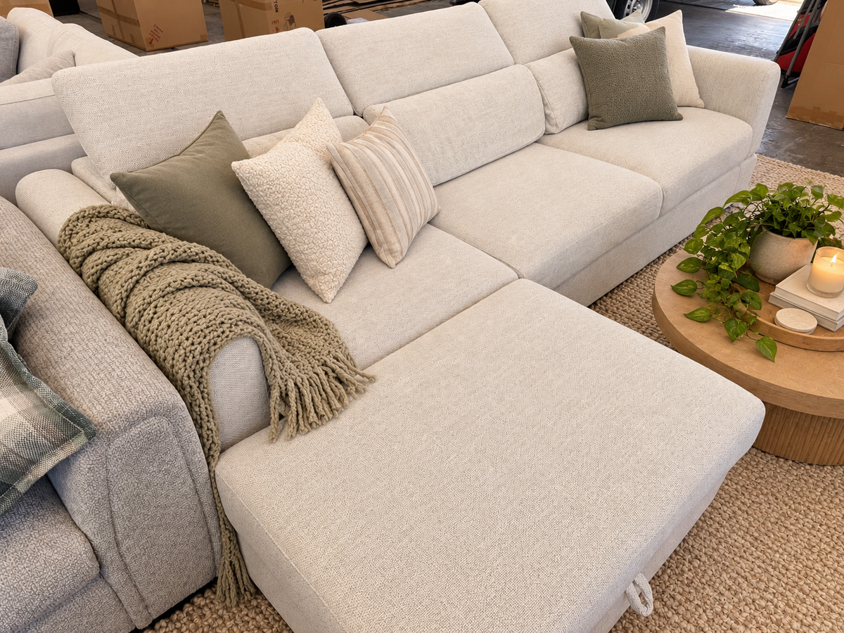 3 seater adjustable headrest couch with storage
