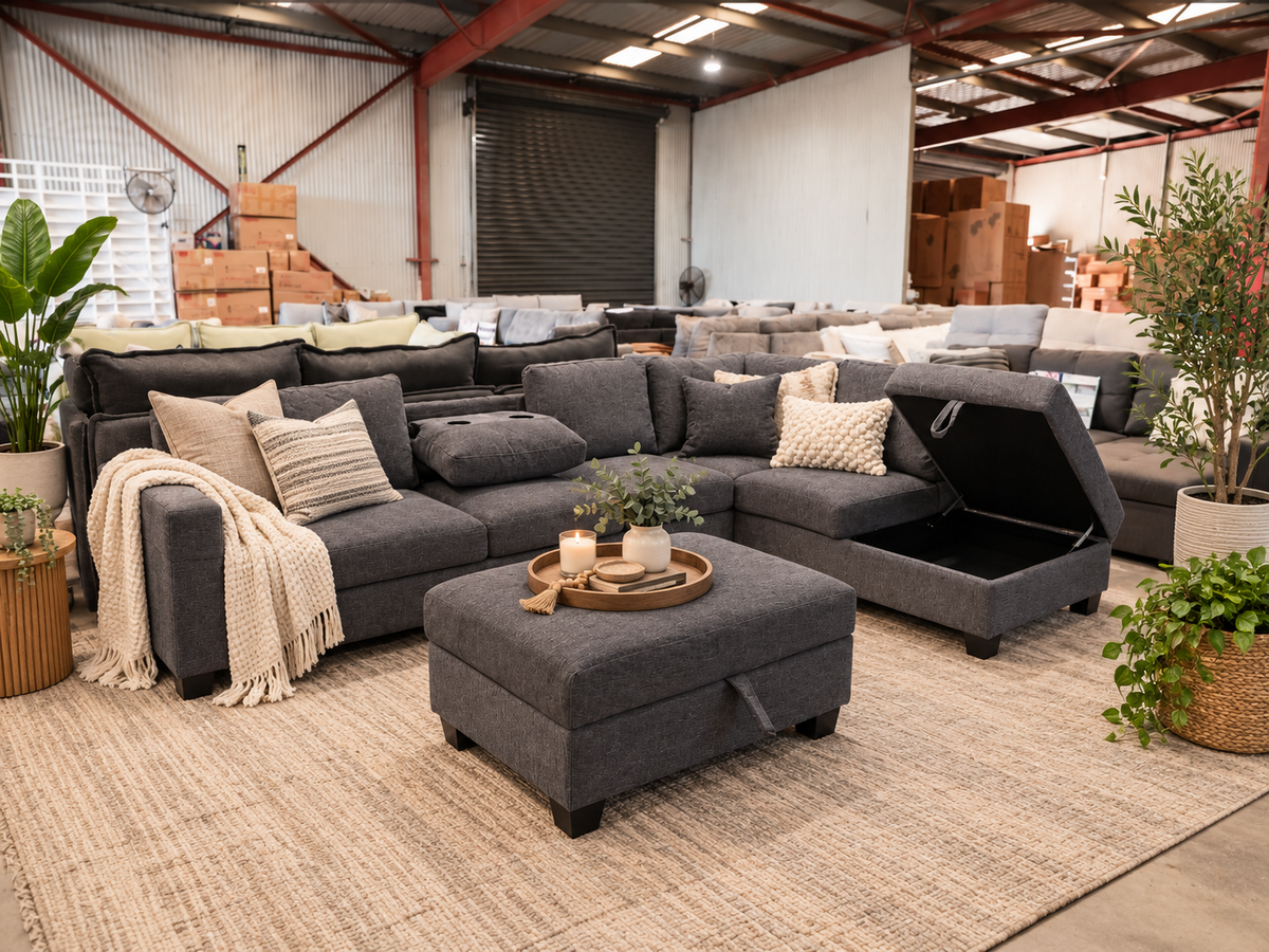 L shape couch comfortable with otttoman