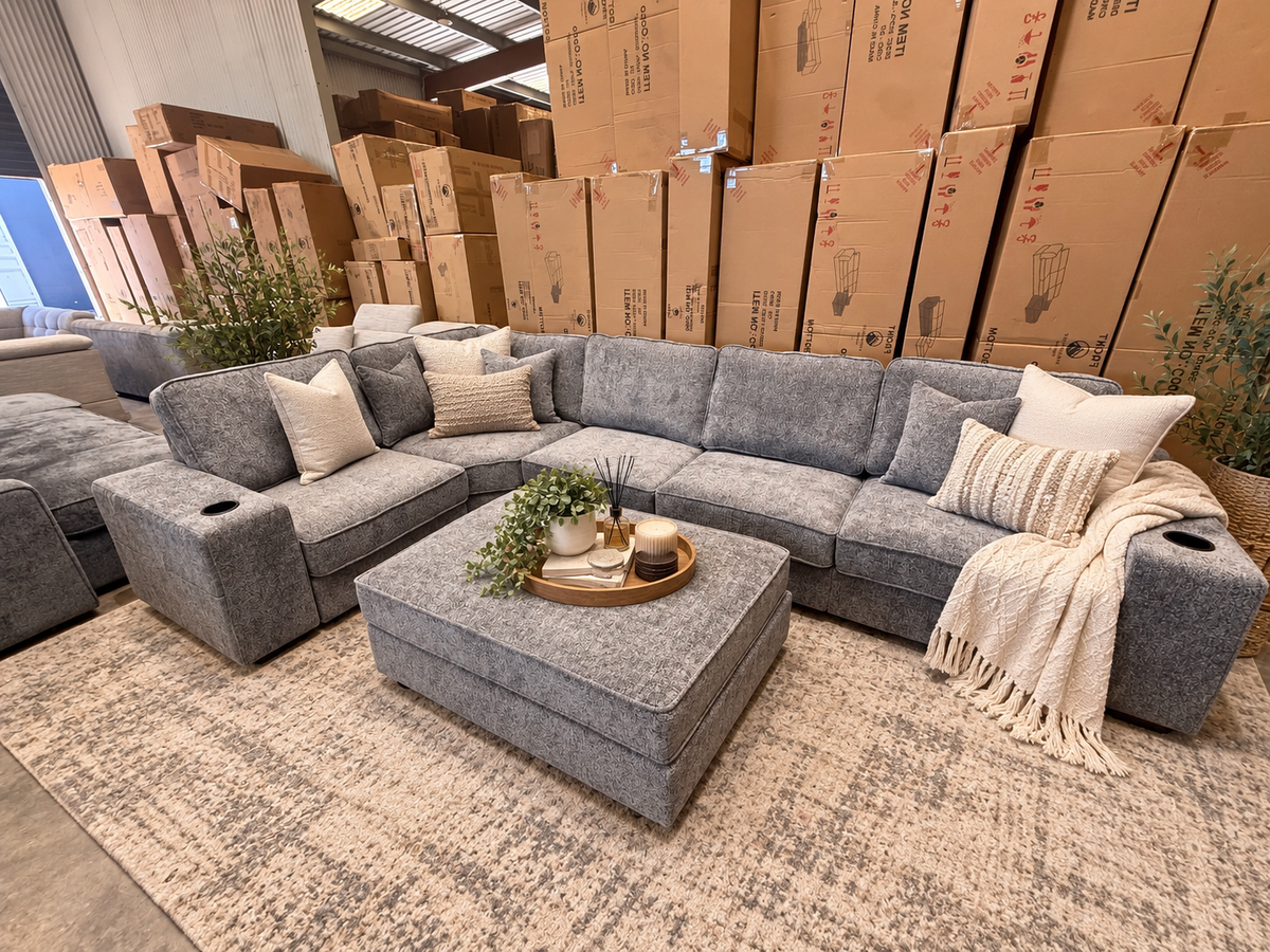 comfy deep seated corner couch with ottoman