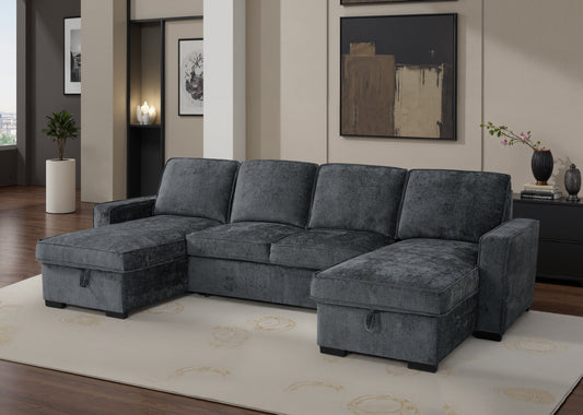 Hansen Double Chaise Sofa Bed, Storage, Cupholders USB & C Ports