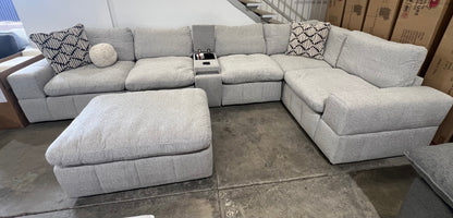 Cloud Modular Lounge with Ottoman & Console USB Cup Holders