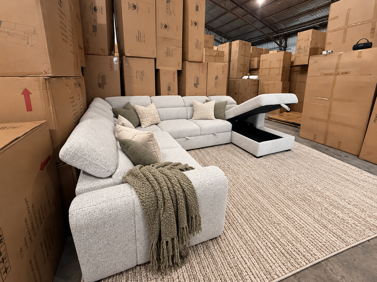 Milan sofa bed with pull-out sleeping area and modern upholstered design